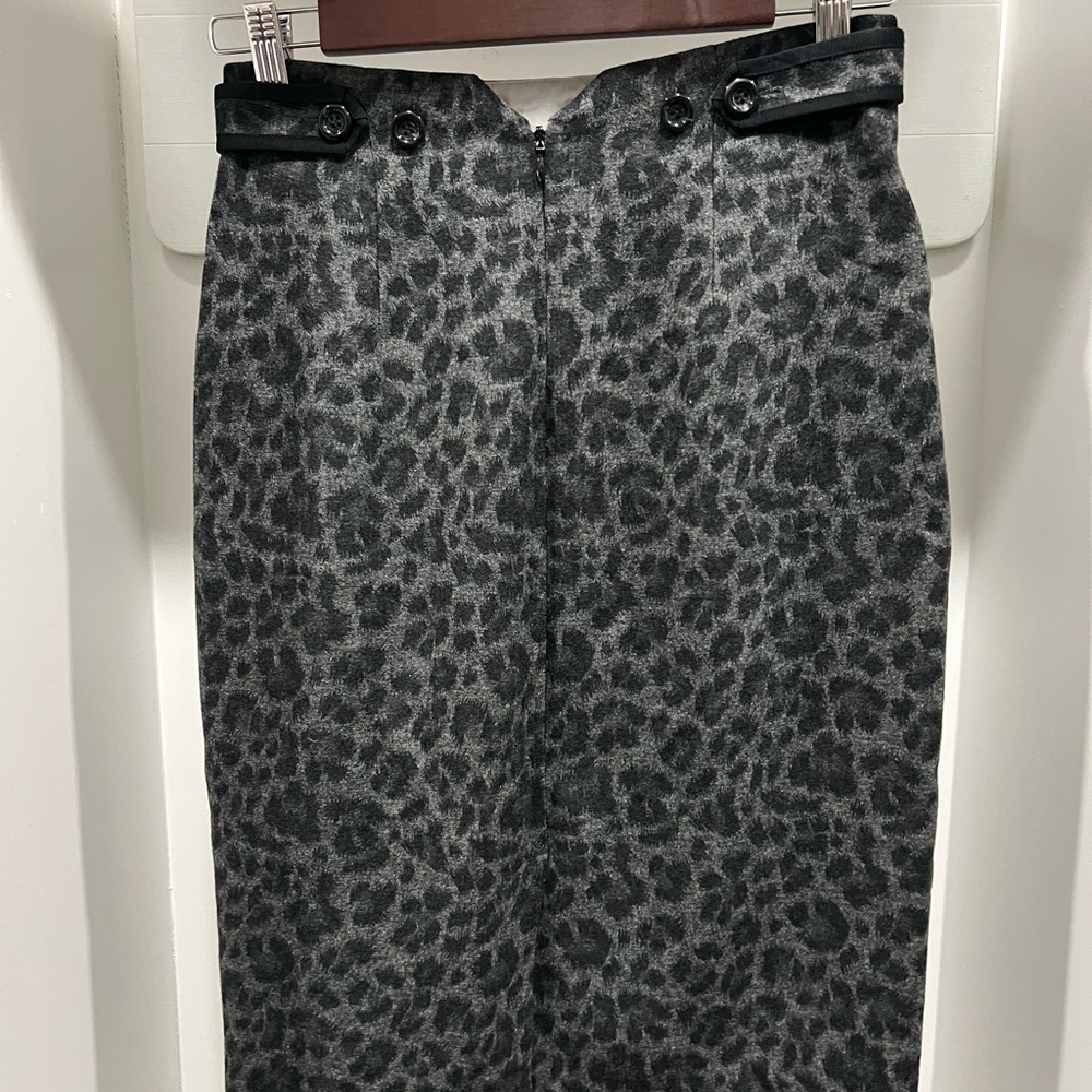 Rebecca Taylor Gray Leopard Pencil Skirt